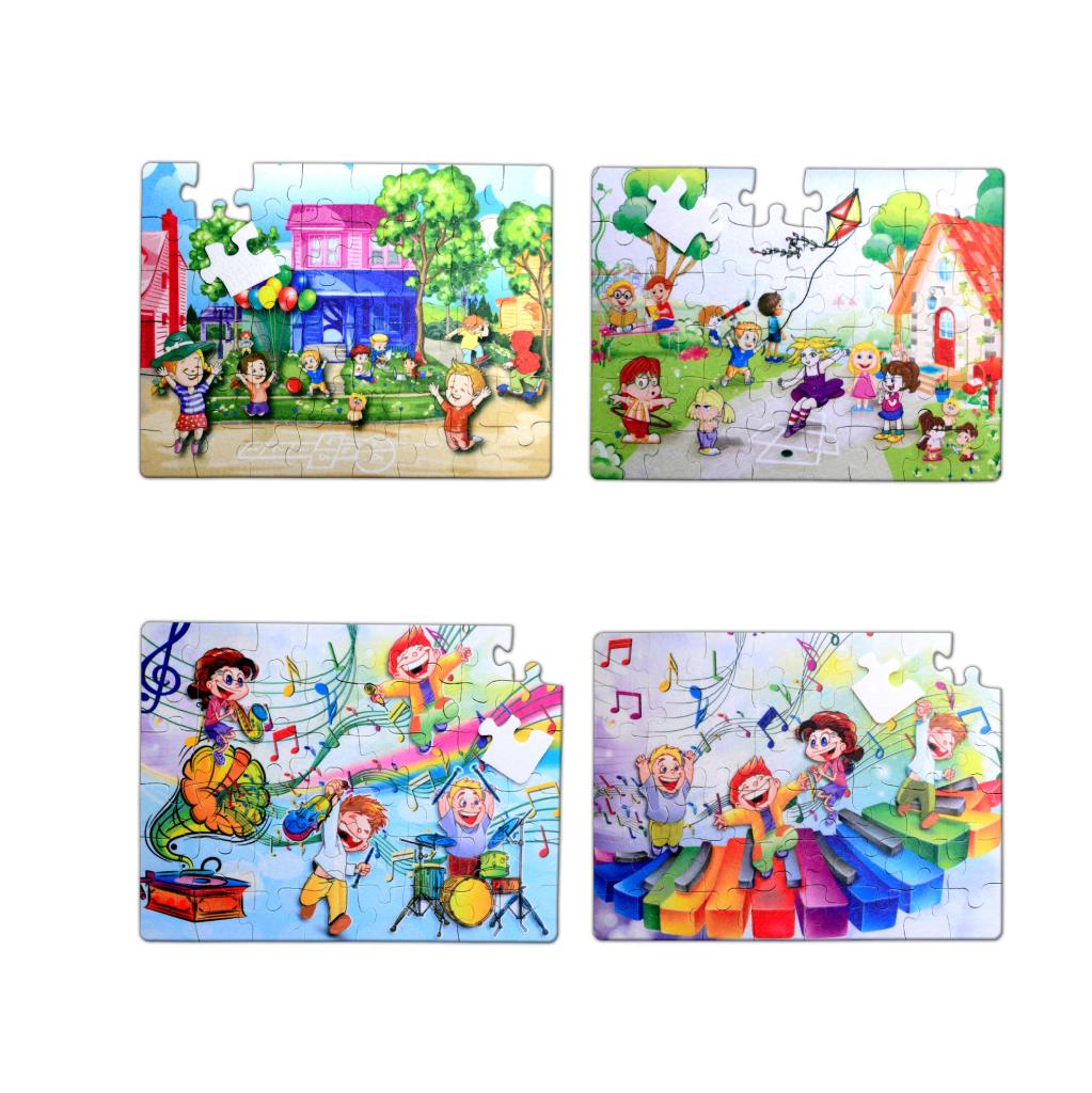 CLZ247 4 Set - 96 Parça  Oyun Parkı ve Müzik 5+ Keçe Yapboz - 5 Yaş Puzzle