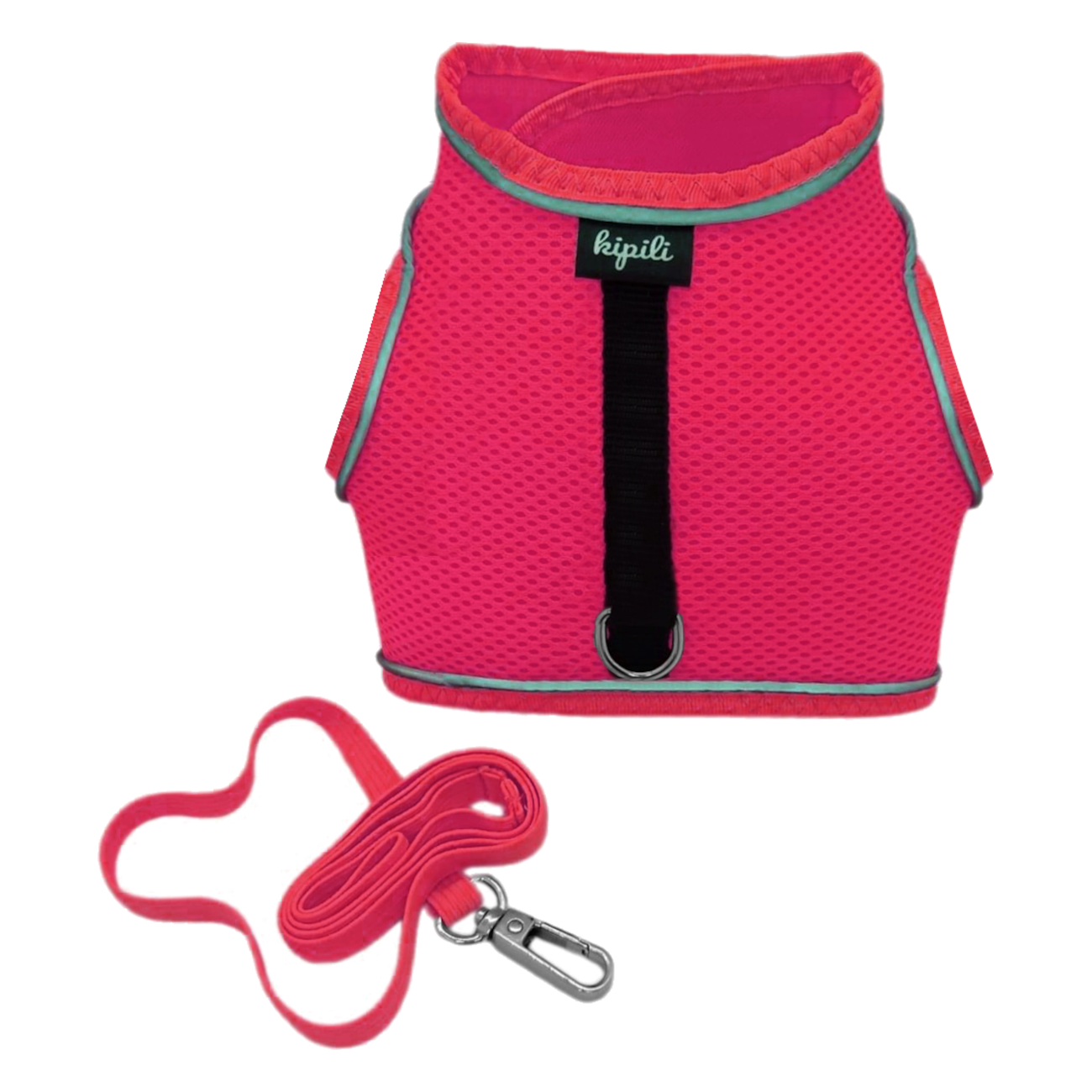 CLZ205 Çift Kilitli Sportif Kedi Köpek Göğüs Tasma Seti 32-40 cm Medium Pembe