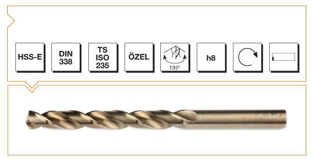 CLZ202 Makina Takım HSS-E Altın Seri İnox Delme Matkap Ucu 6 mm