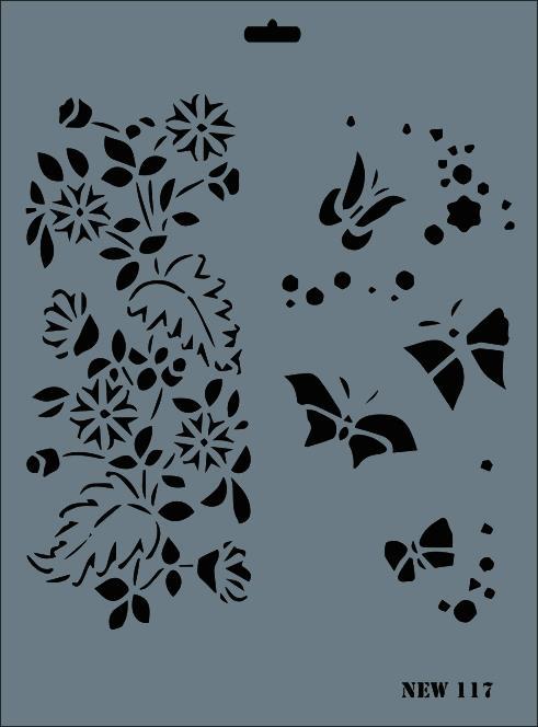 CLZ202 Rich New Seri N-117 Stencil 35x25 cm