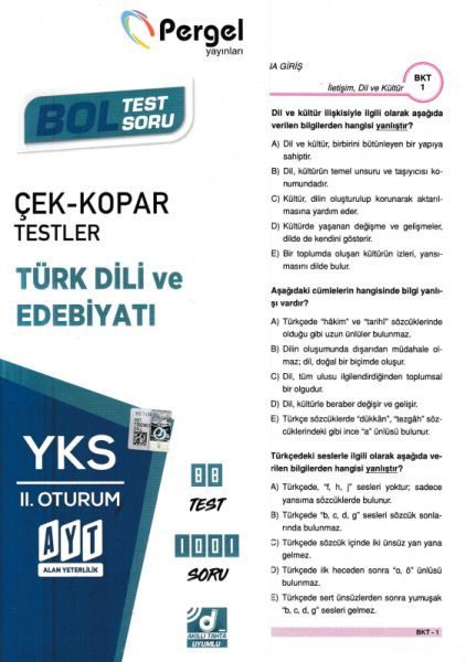 Pergel AYT Türk Dili ve Edebiyatı Çek-Kopar Yaprak Test (Yeni)  (4022)