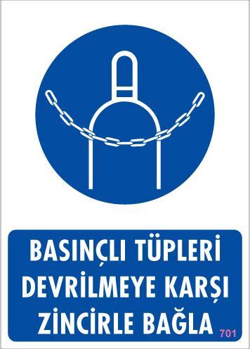 CLZ202 Basınçlı Tüpleri Devrilmeye Karşı Zincirle Uyarı Levhası 25x35 KOD: 701