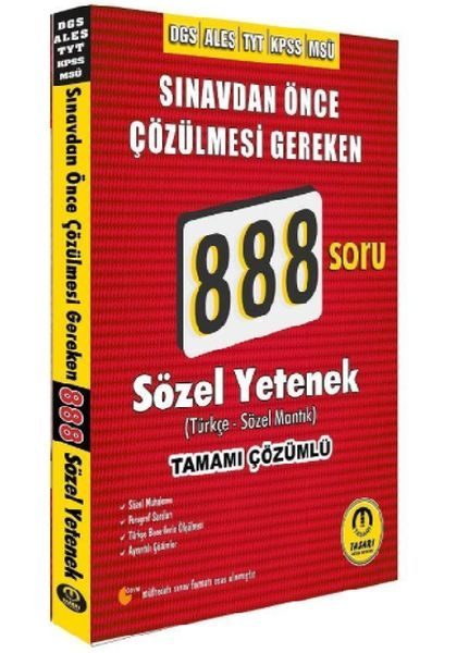 Tasarı DGS ALES TYT KPSS MSÜ Sözel Yetenek 888 Soru Bankası Çözümlü  (4022)