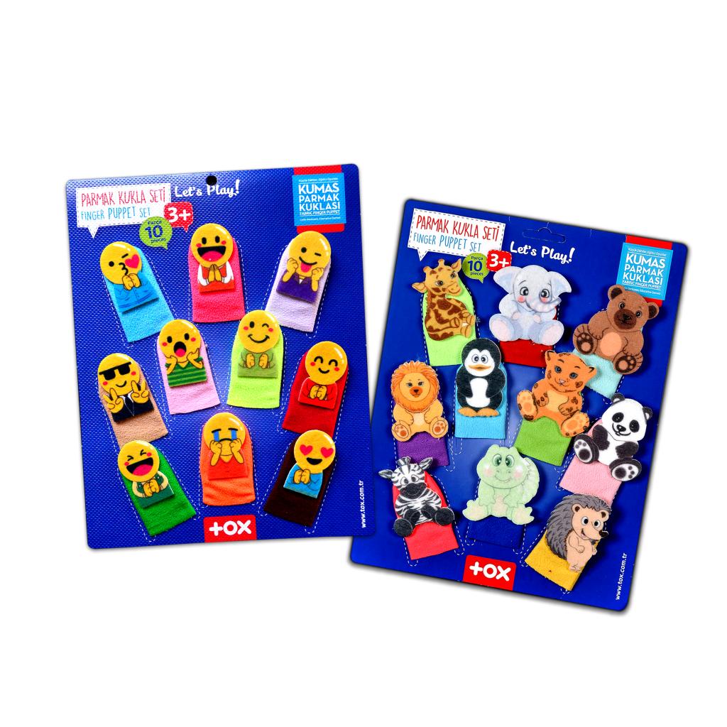 2 Set - 20 Parça  Emojiler ve Vahşi Hayvanlar Parmak Kukla