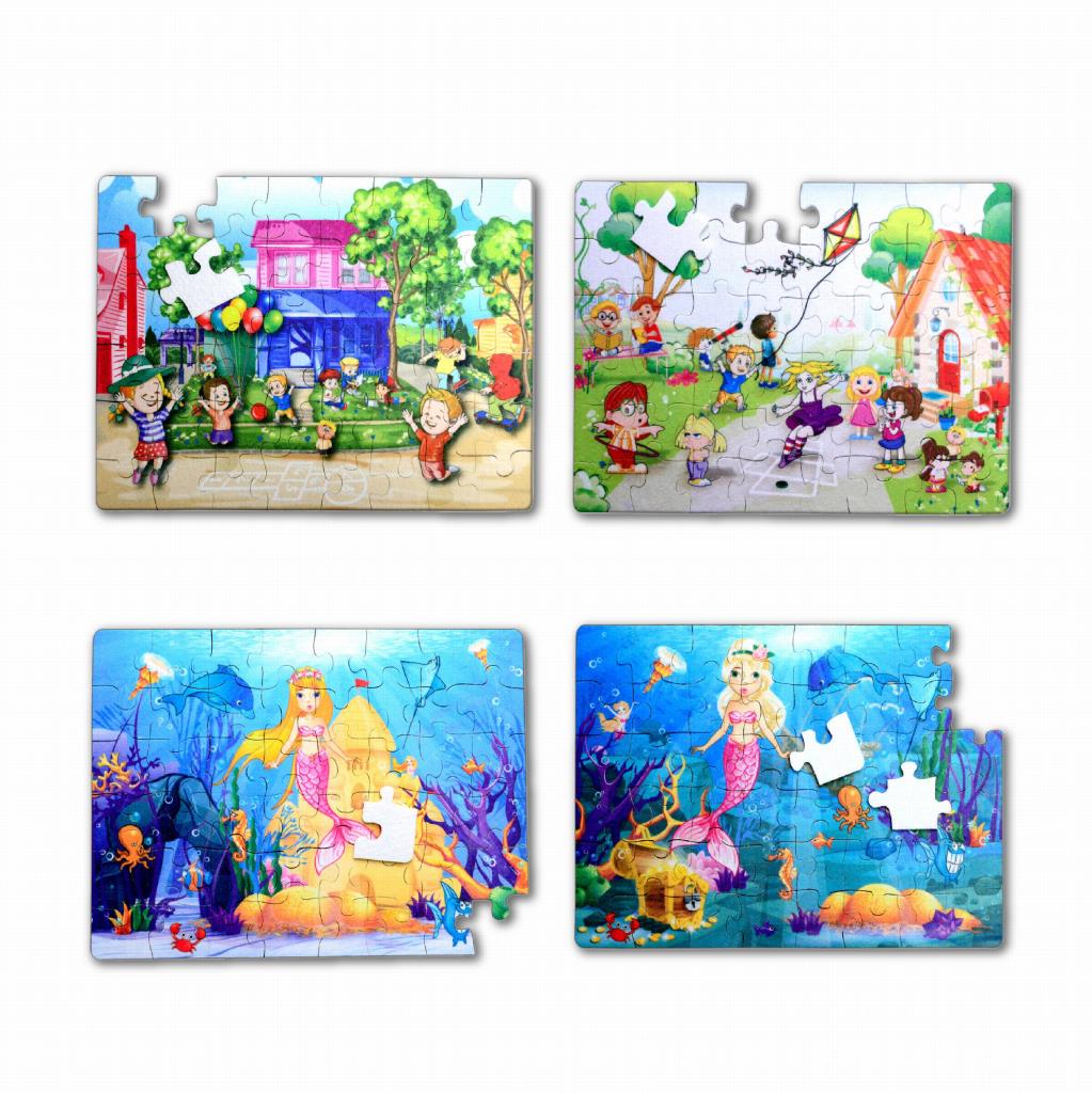 CLZ247 4 Set - 96 Parça  Oyun Parkı ve Deniz Kızı 5+ Keçe Yapboz - 5 Yaş Puzzle