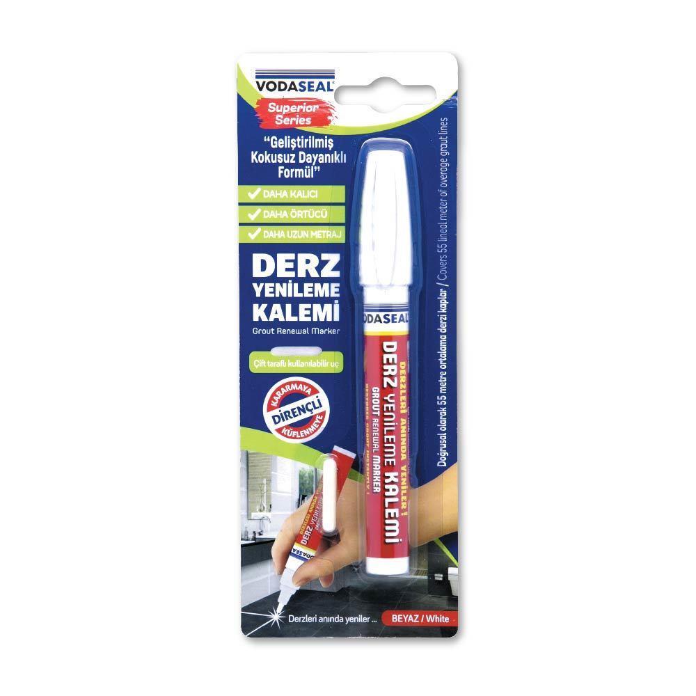 CLZ202 Vodaseal Çift Uçlu Su Bazlı Kokusuz Kalıcı Derz Kalemi Beyaz