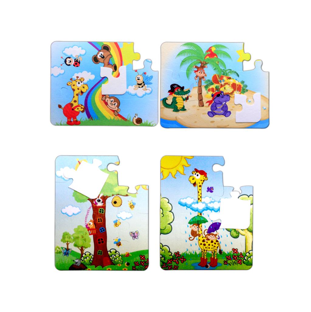 CLZ247 4 Set - 48 Parça  Gökkuşağı ve Zürafa 3+ Keçe Yapboz - 3 Yaş Puzzle