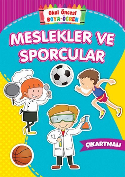 Okul Öncesi Boya-Öğren - Meslekler ve Sporcular - Çıkartmalı  (4022)