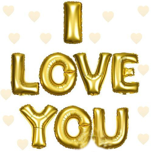 I Love You Folyo Balon Altın Renk 35 CM (CLZ)