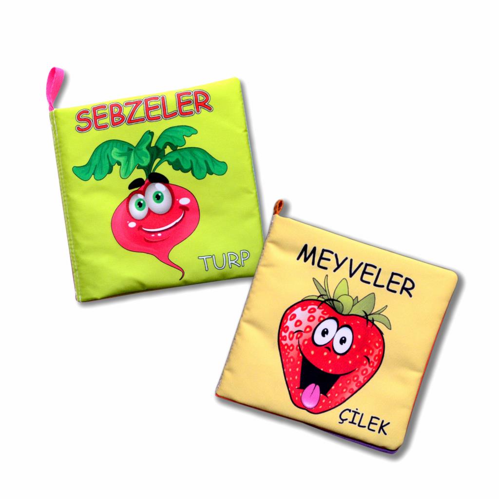 CLZ247 2 Kitap  Meyveler ve Sebzeler Kumaş Sessiz Kitap