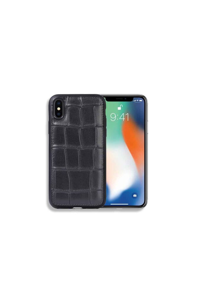 Efektif Baskılı Siyah Deri iPhone X / XS Kılıfı