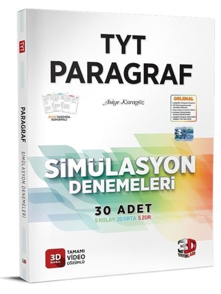 3D Yayınları TYT Paragraf Tamamı Video Çözümlü Simülasyon Denemeleri  (4022)