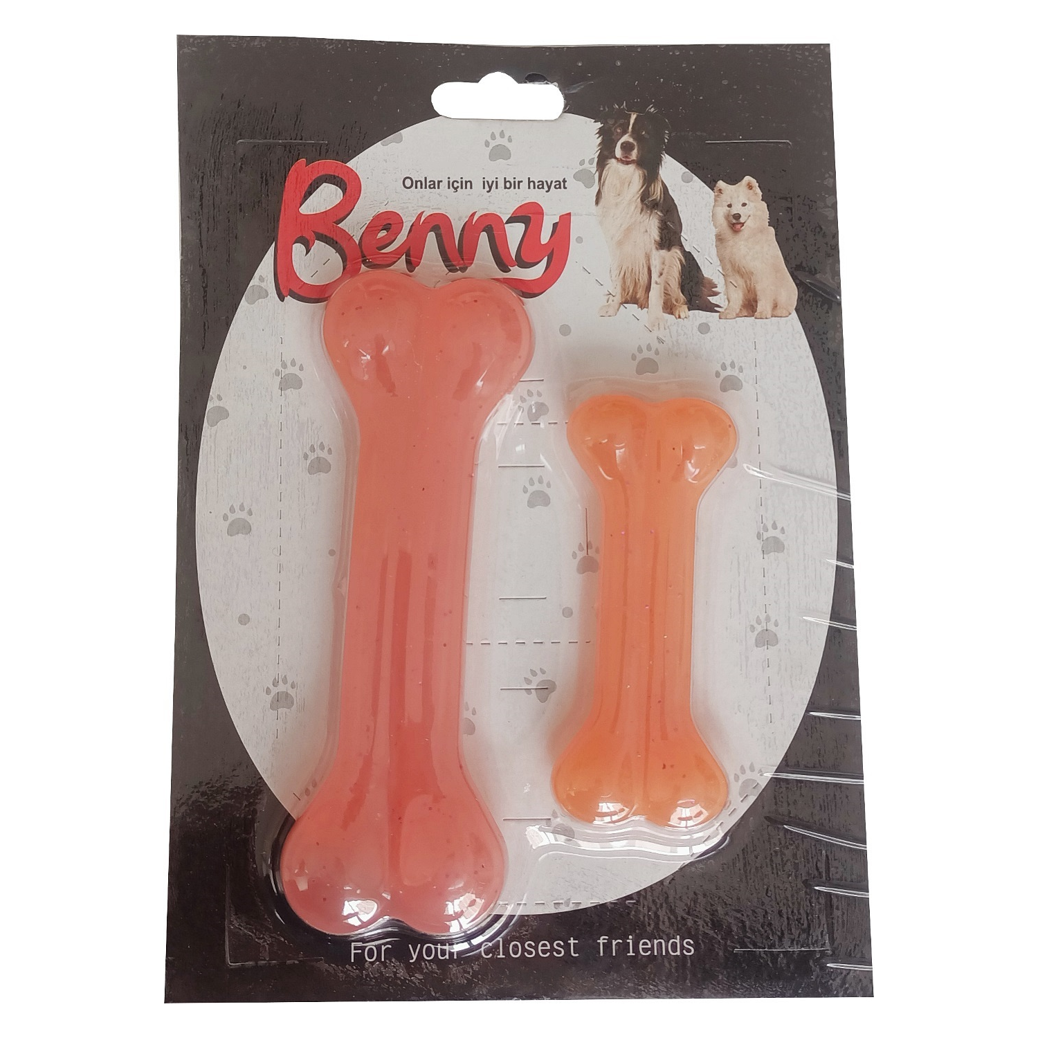 CLZ205 Benny Köpek Oyuncağı İkili Kemik 9 cm-14 cm Turuncu