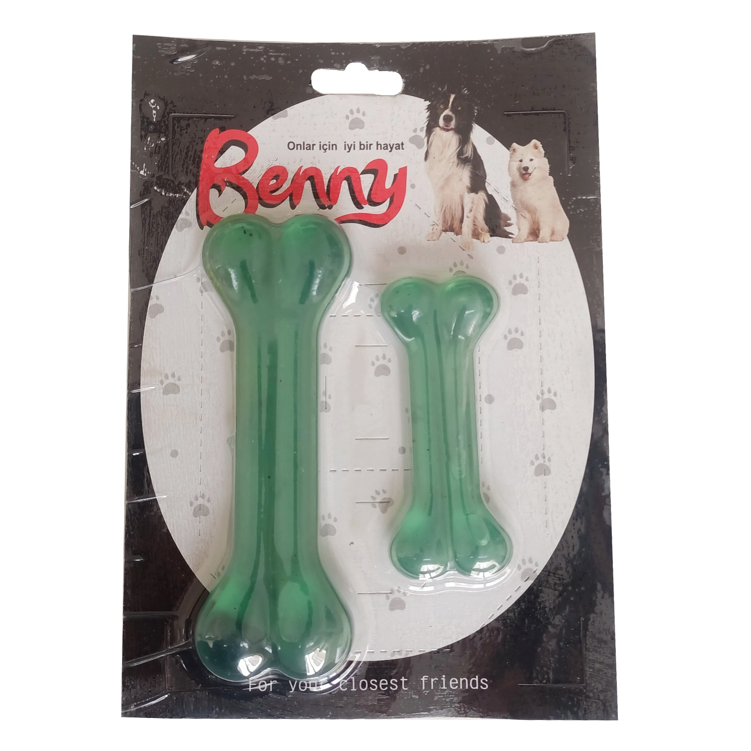 CLZ205 Benny Köpek Oyuncağı İkili Kemik 9 cm-14 cm Yeşil