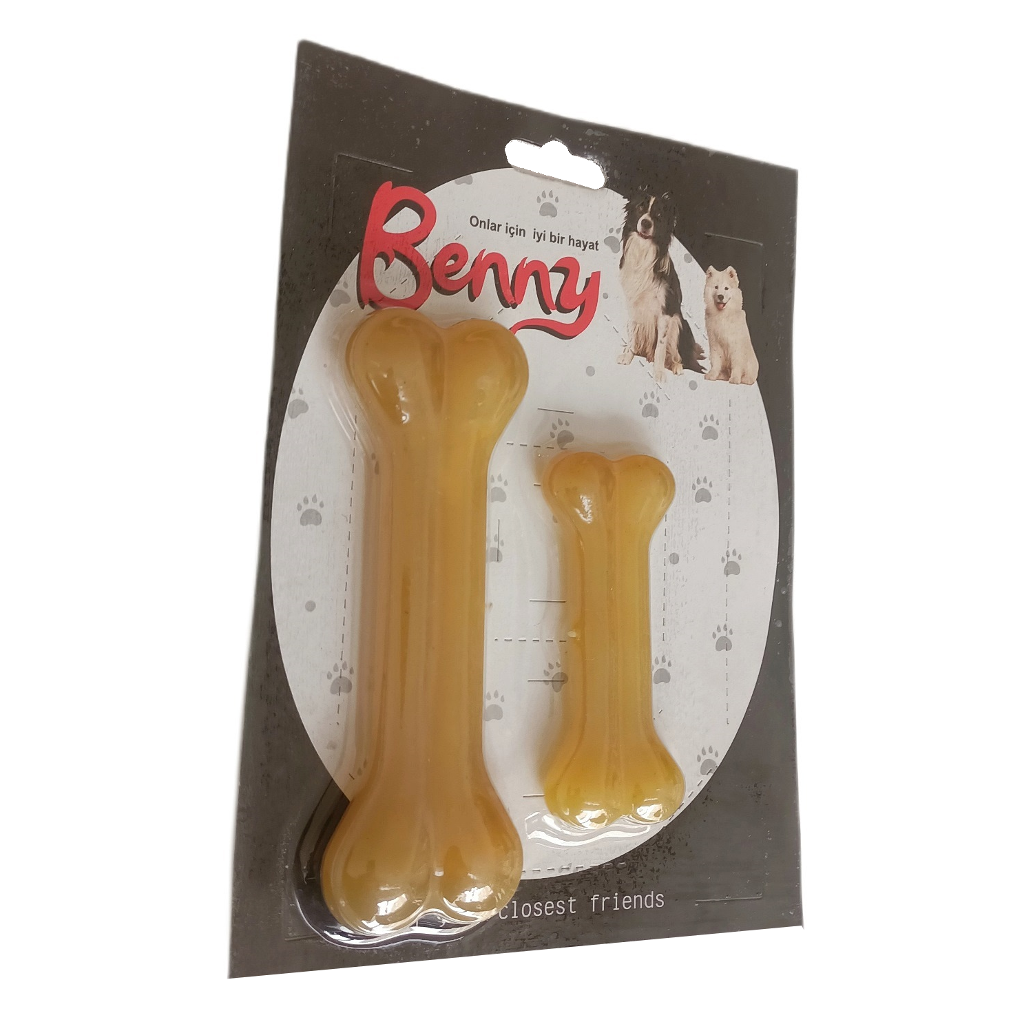 CLZ205 Benny Köpek Oyuncağı İkili Kemik 9 cm-14 cm Sarı