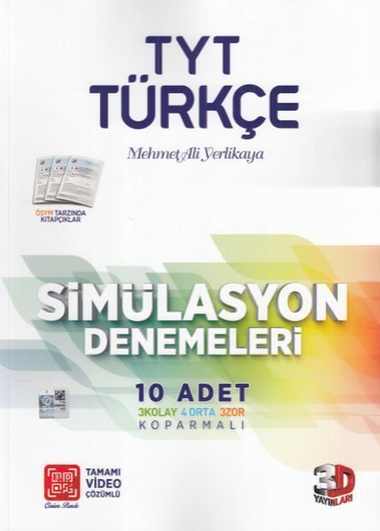 3D Yayınları TYT Türkçe Tamamı Video Çözümlü Simülasyon Denemeleri  (4022)