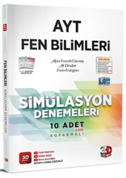 3D AYT Fen Bilimleri Video Çözümlü Simülasyon Denemeler (Yeni)  (4022)