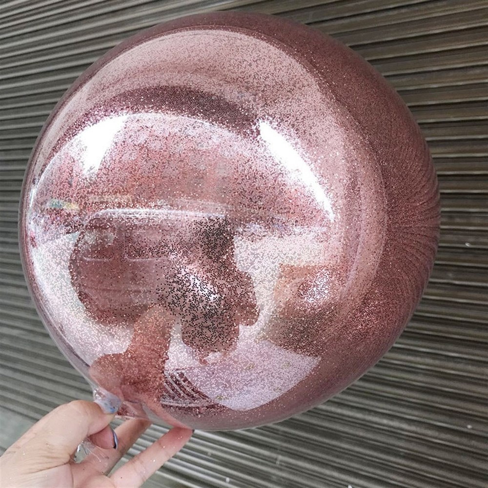 Rose Gold Renk Simli Yuvarlak Şeffaf Balon 24 İnç (CLZ)