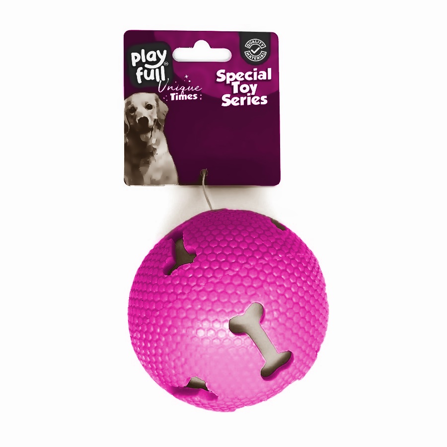 CLZ205 Sesli Kemik Desenli Plastik Top Köpek Oyuncağı 7,5 Cm Pembe