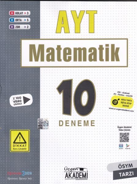 Üçgen Akademi AYT Matematik 10 lu Deneme Sınavı  (4022)