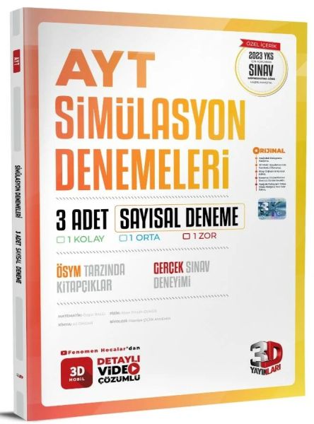 3D Yayınları  AYT Sayısal 3 Simülasyon Deneme  (4022)