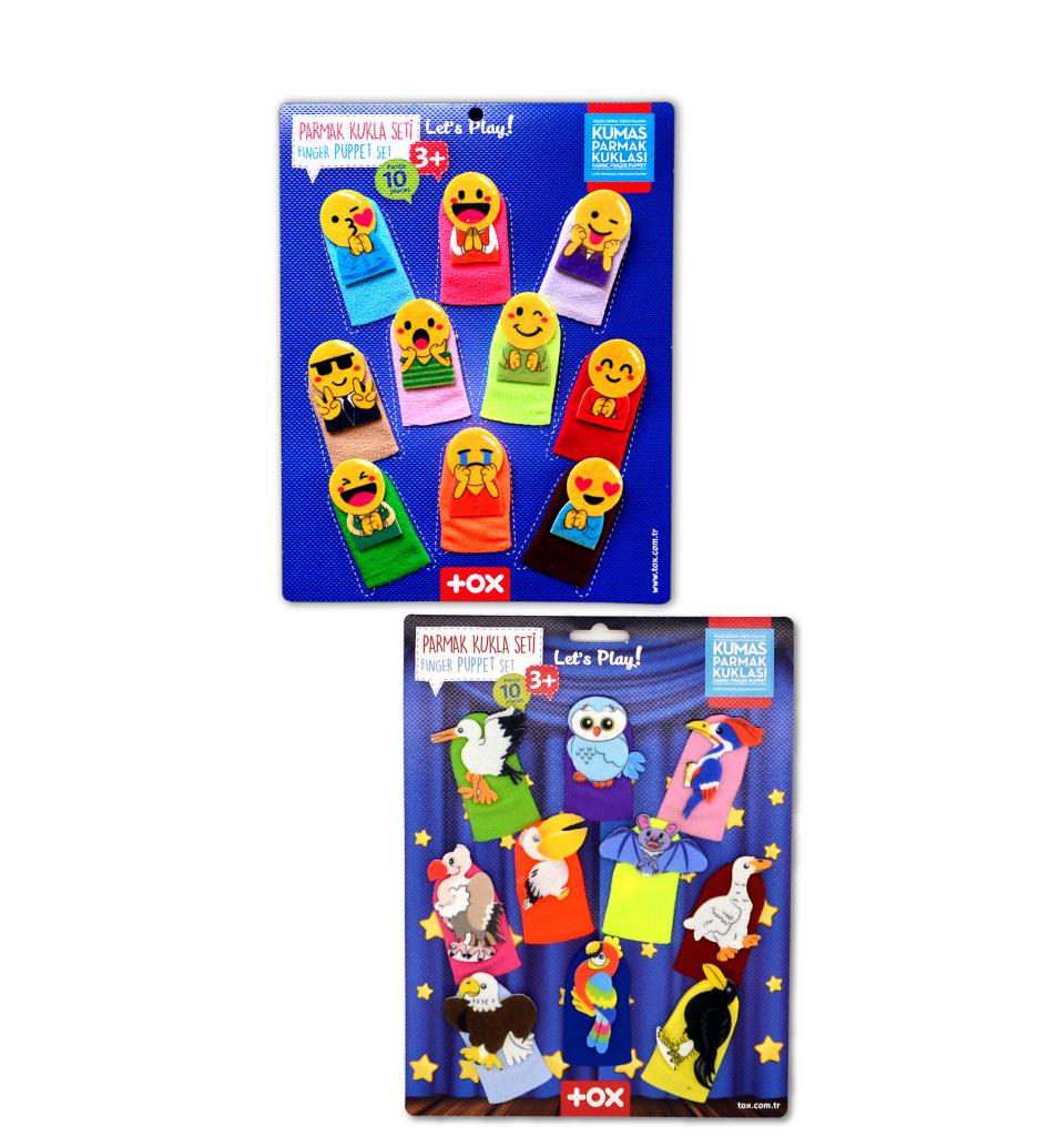 CLZ247 2 Set - 20 Parça  Emojiler ve Uçan Hayvanlar Parmak Kukla