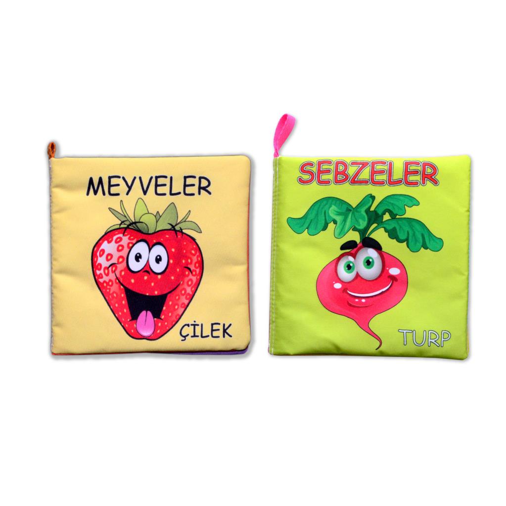 CLZ247 2 Kitap  Sebzeler ve Meyveler Kumaş Sessiz Kitap