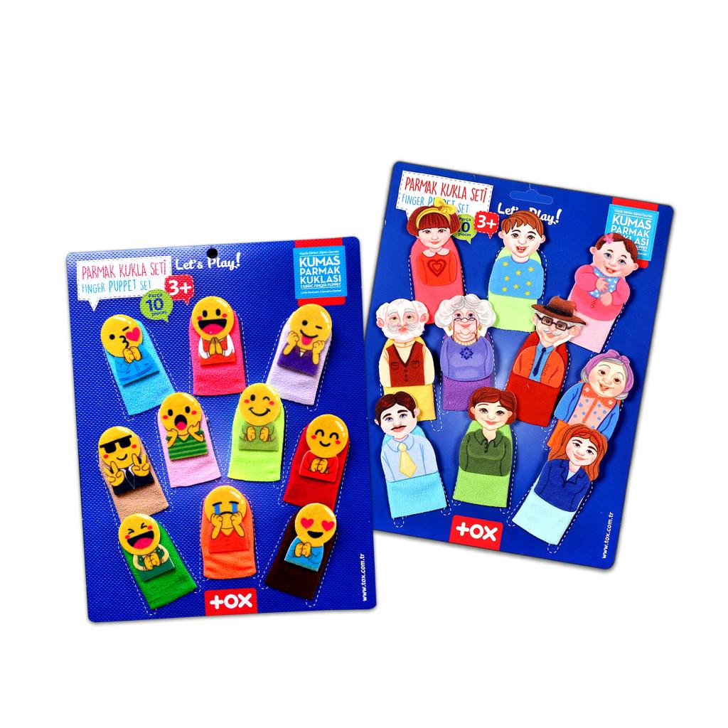 CLZ247 2 Set - 20 Parça  Emojiler ve Aile Bireyleri Parmak Kukla