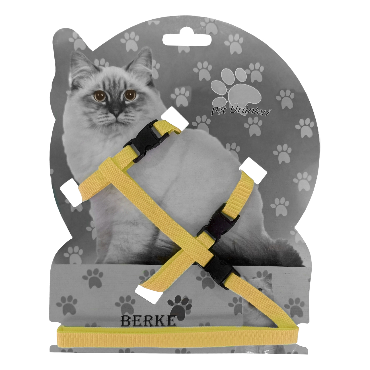 CLZ205 Gezdirme Kayışlı Dokuma Kedi Göğüs Tasma Seti 20*32-120 cm Sarı