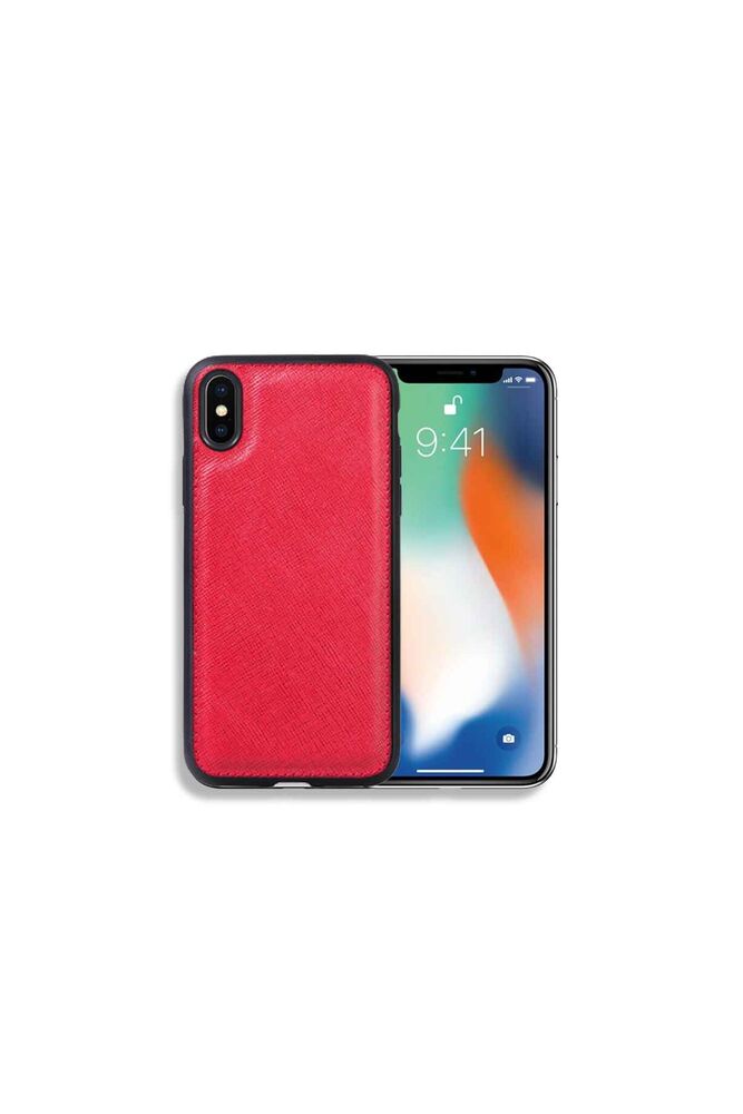 CLZ359  Kırmızı Saffiano Deri iPhone X / XS Kılıfı