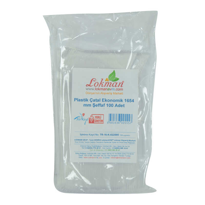 CLZ214 Plastik Çatal Ekonomik 1654 mm Şeffaf 100 Adet 1 Paket