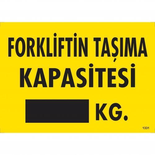 CLZ202 Forkliftin Taşıma Kapasitesi Uyarı Levhası 25x35 KOD:1331