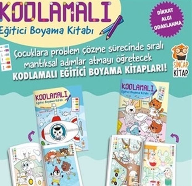 Kodlamalı Eğitici Boyama Kitabı 4-5 Yaş (2 Kitap Takım)  (4022)