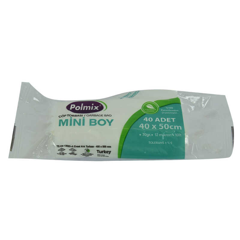 CLZ214 Çöp Torbası Mini Boy 40x50Cm 70Gr 12Mikron 10Lt Şeffaf Rulo 40 Adet