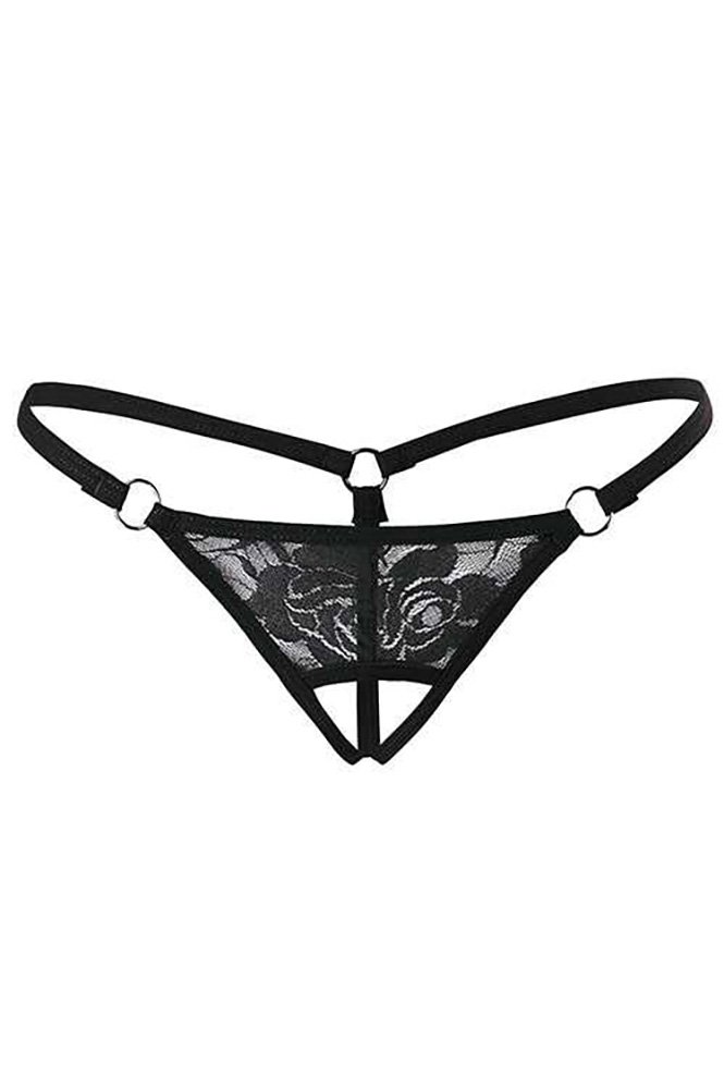 CLZ945 Dantelli Özel Bölgesi Açık G-String