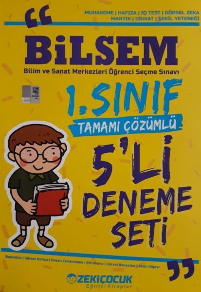 Zeki Çocuk Bilsem 1. Sınıf Tamamı Çözümlü 5` li Deneme Seti  (4022)