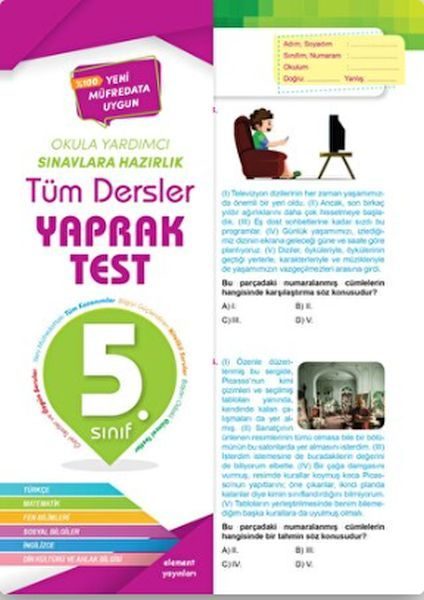 5. Sınıf Tüm Dersler Yaprak Test  (4022)