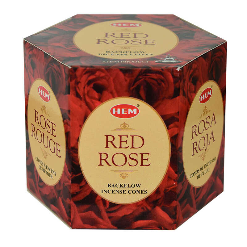 CLZ214 Geri Akış Şelale Kırmızı Gül Kokulu 40 Konik Tütsü - Red Rose Backflow Incense Cones