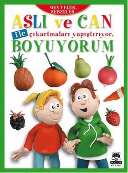 Aslı ve Can ile Çıkartmaları Yapıştırıyor, Boyuyorum - Meyveler, Sebzeler  (4022)