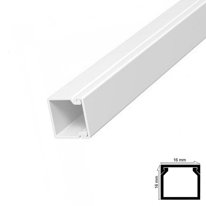 CLZ202 Kablo Kanalı 16x16 mm 2 Metre Yapışkanlı Bantlı 6 Adet