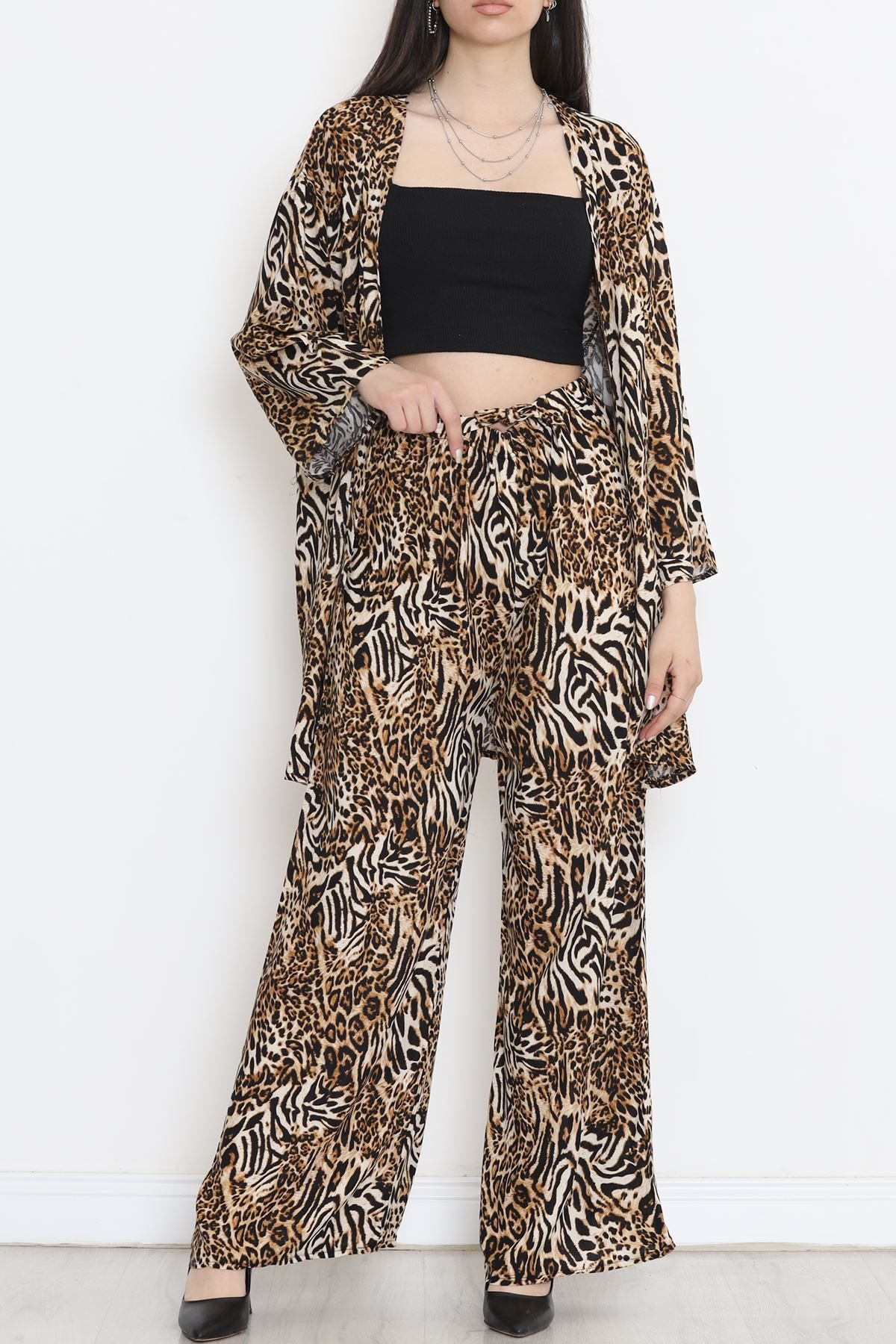 CLZ275 Kimono Takım Leopar