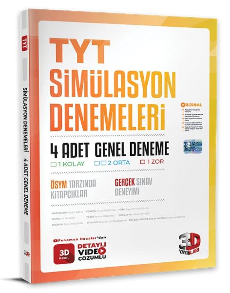 3D Yayınları  TYT 4`lü Simülasyon Genel Deneme  (4022)