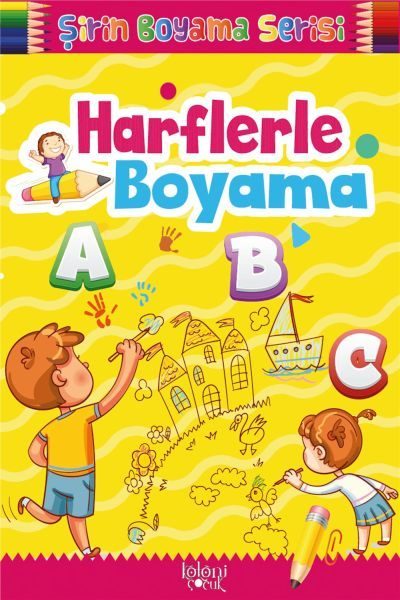 Çocuklar için Okul Öncesi Şirin Boyama Kitabı - Harflerle Boyama  (4022)