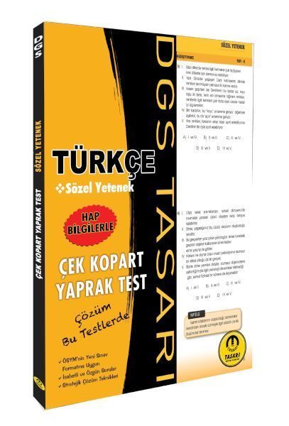 Tasarı DGS Türkçe Sözel Yetenek Yaprak Test Çek Kopart  (4022)