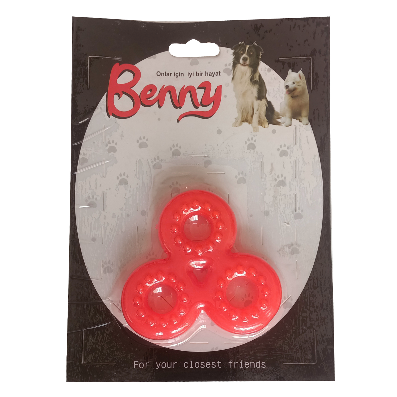 CLZ205 Benny Köpek Oyuncağı Üçlü Halka 9 x 9 cm Kırmızı