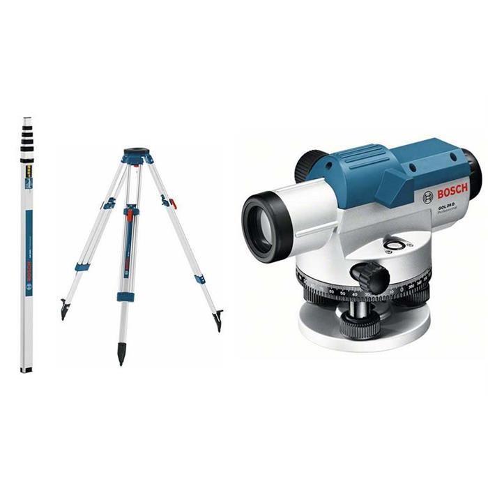 CLZ202 Bosch GOL 26 D+BT 160 Tripod+GR 500 Mira 100 Metre Optik Nivelman