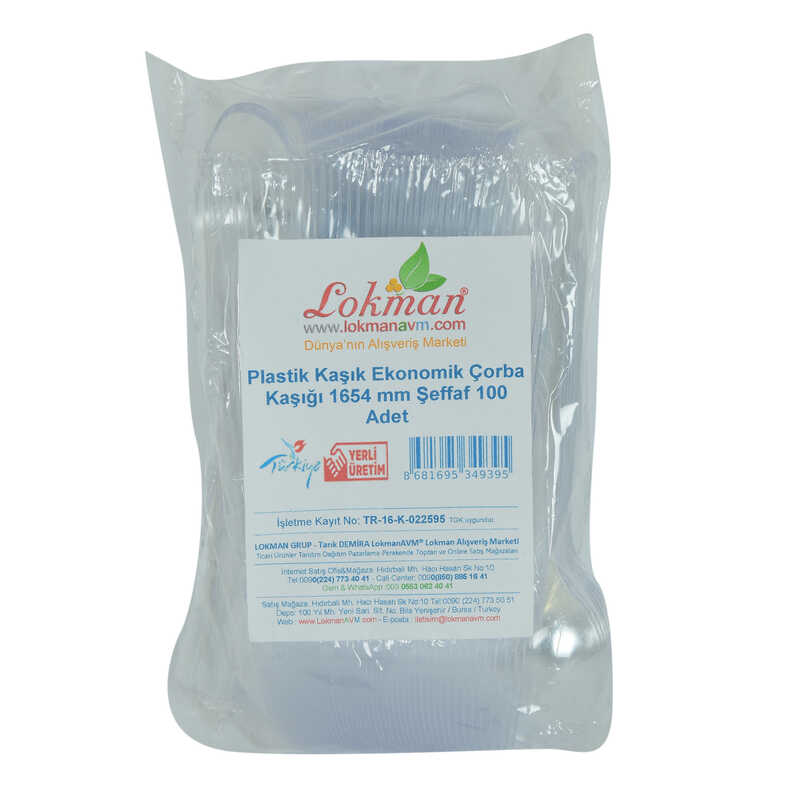 CLZ214 Plastik Kaşık Ekonomik Çorba Kaşığı 1654 mm Şeffaf 100 Adet 1 Paket