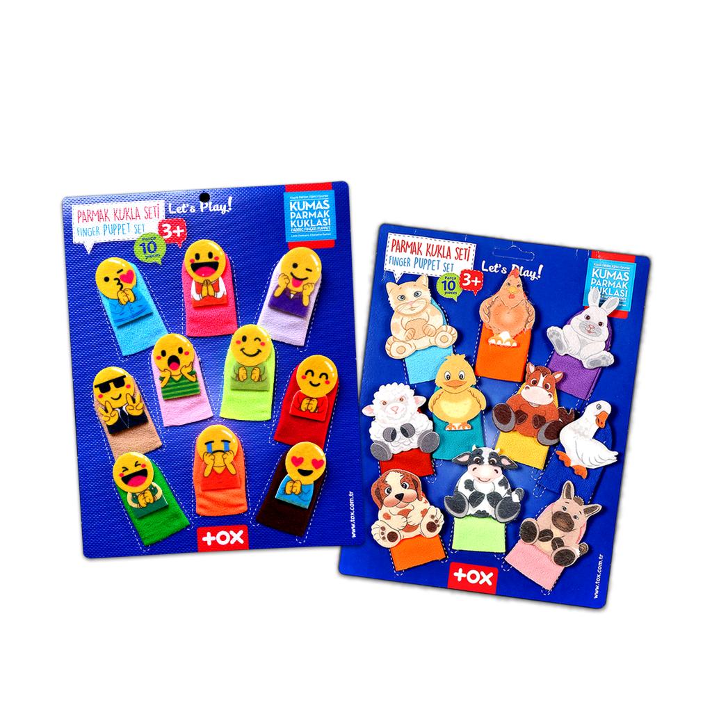 2 Set - 20 Parça  Emojiler ve Evcil Hayvanlar Parmak Kukla