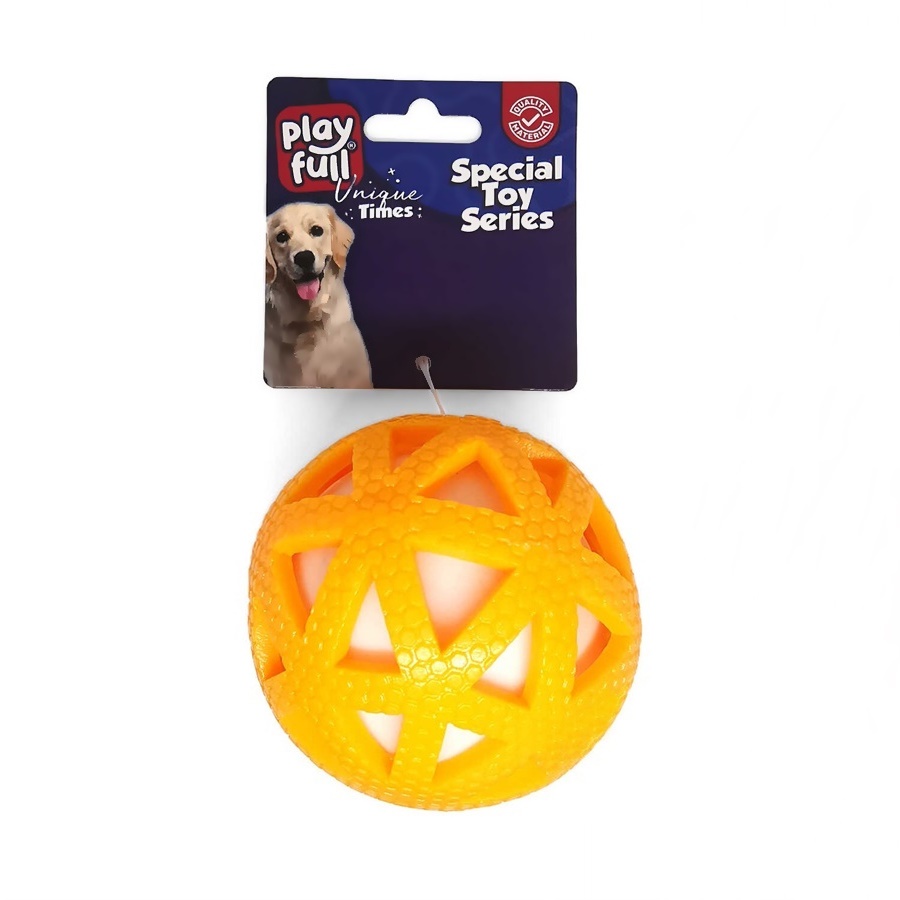 CLZ205 Işıklı Üçgen Desenli Plastik Top Köpek Oyuncağı 7,5 Cm Sarı