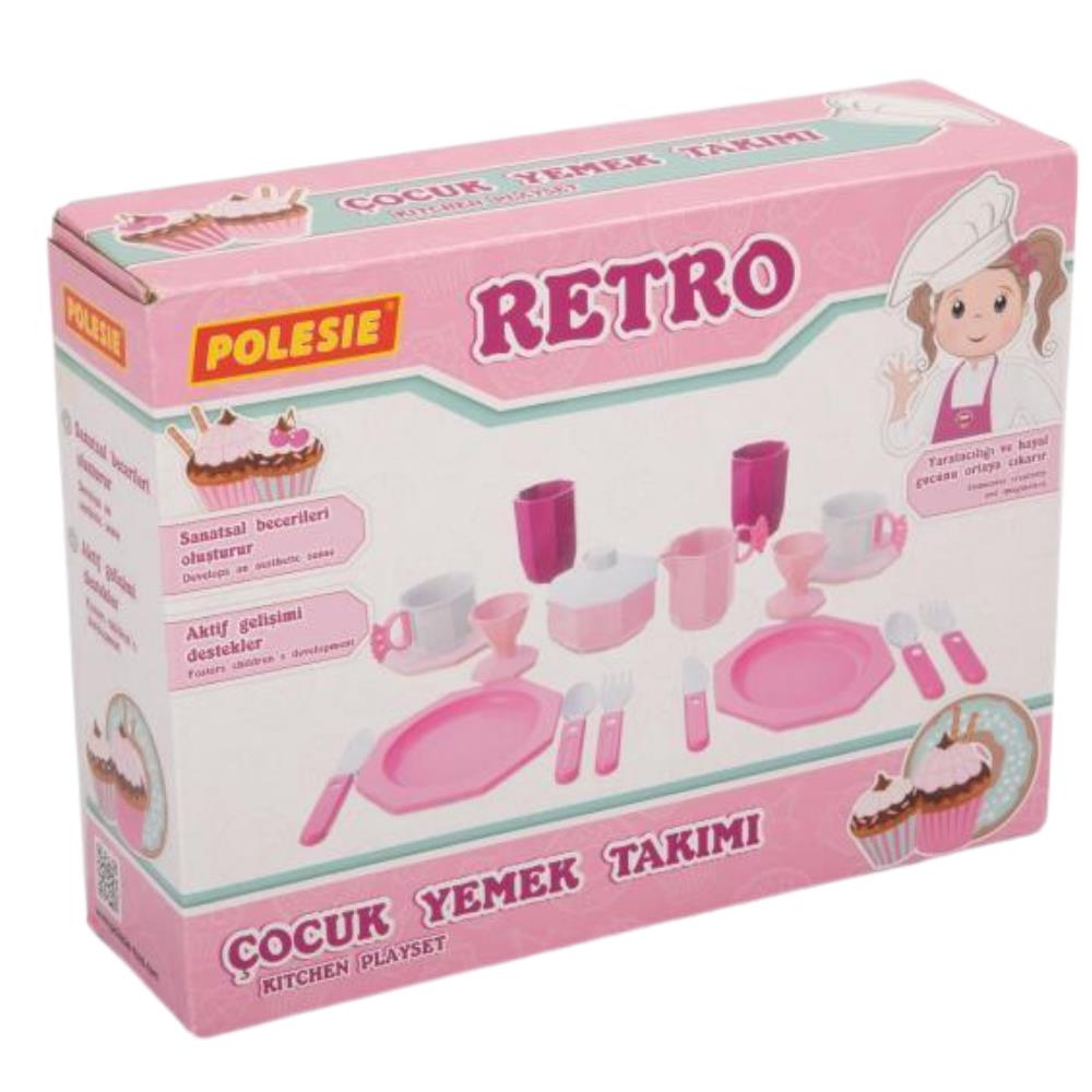 CLZ505  Retro Çay Ve Yemek Takımı Seti 19 Parça Kutulu